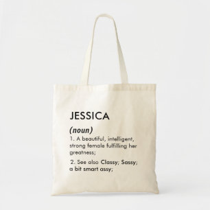 Bolsa Tote Definição de nome Jessica editável, nome personali