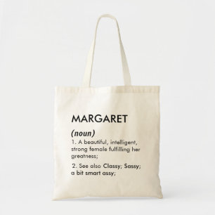 Bolsa Tote definição de nome Margaret editável, nome personal