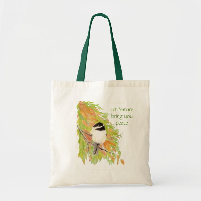 Bolsa Tote Deixe a Natureza Trazer Paz, citação, Galinha do o (Frente)