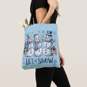 Bolsa Tote Deixe Nevar Buffalo Xadrez Natal Família Inverno