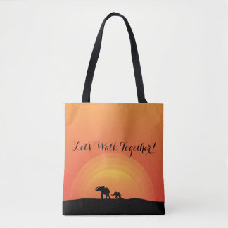 Bolsa Tote "Deixe-nos andar junto" desenhista do elefante do