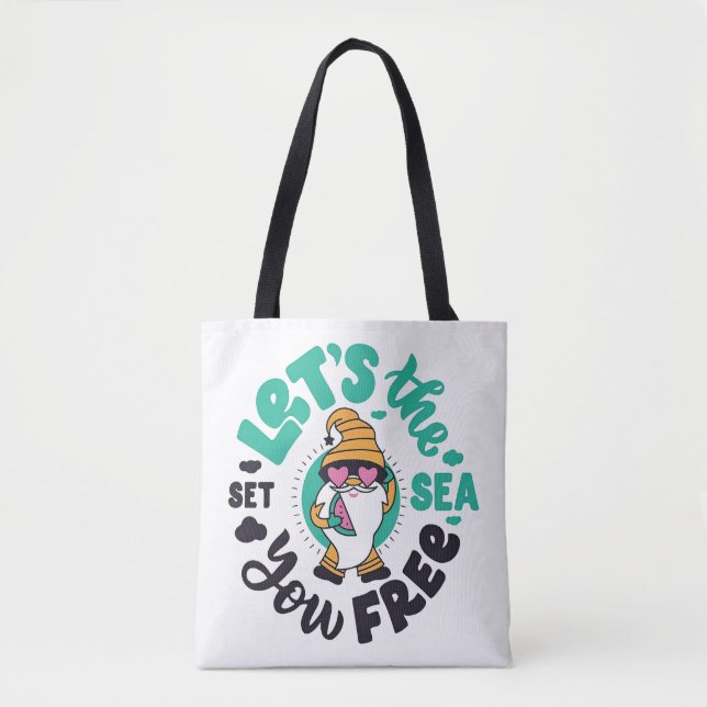 Bolsa Tote Deixe o mar liberar o Gnome Tee (Frente)