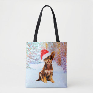 Bolsa Tote Deixe-o nevar Natal Chihuahua Dog