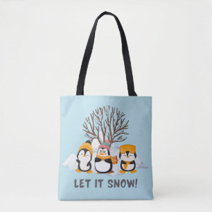 Bolsa Tote Deixe-o nevar pinguins