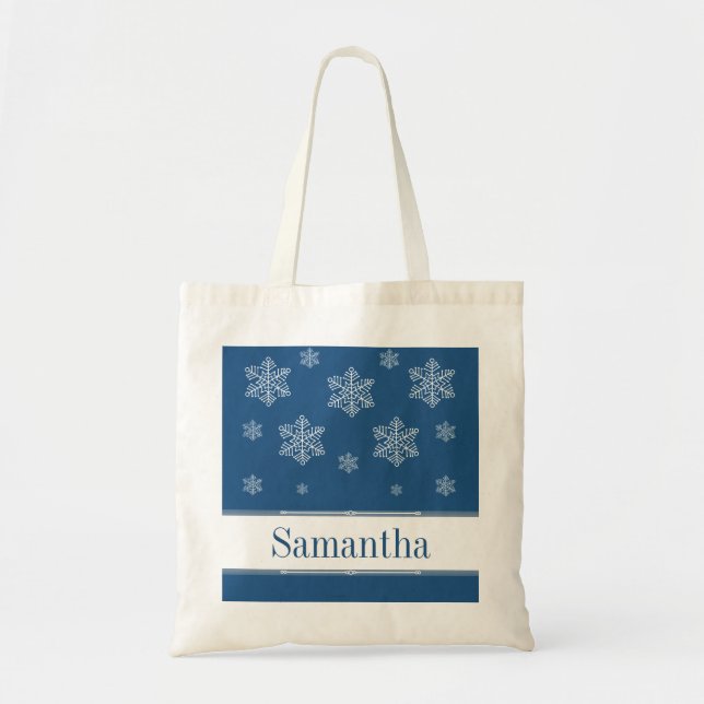 Bolsa Tote Deixe-o nevar, Saco Azul (Frente)