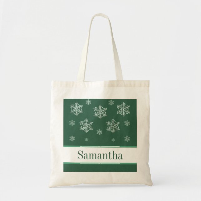 Bolsa Tote Deixe-o nevar, Saco de Toque, Verde (Frente)