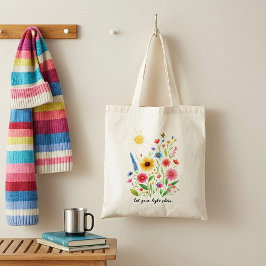 Bolsa Tote Deixe sua luz brilhar flores e sol
