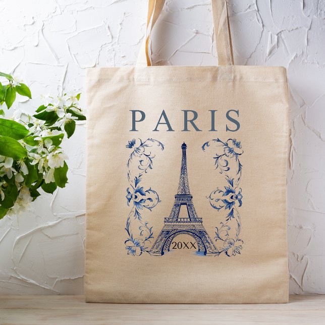Bolsa Tote Delft Blue Paris Eiffel Tower (Criador carregado)