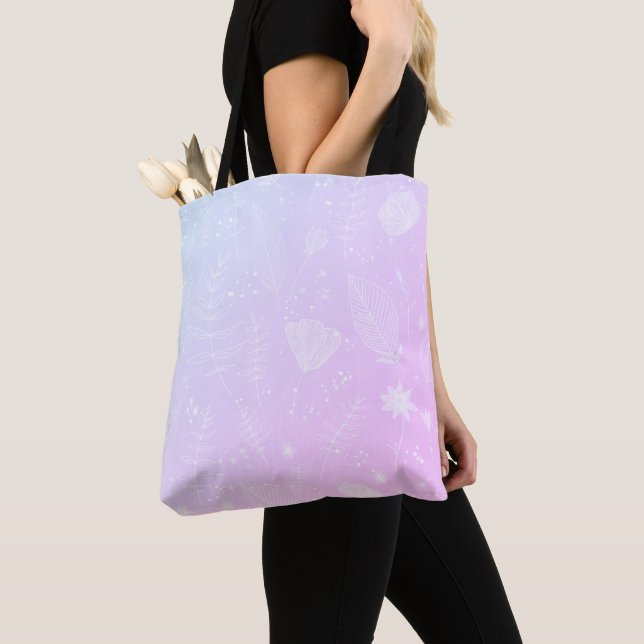 Bolsa Tote Delicado Flor Silvestre Branco Gradiente Lavanda P (Close Up)