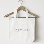 Bolsa Tote Delicar Calliografia Bridesmaid<br><div class="desc">Saco personalizado de chá de panela e casamento com nome personalizado em caligrafia moderna e delicada.</div>