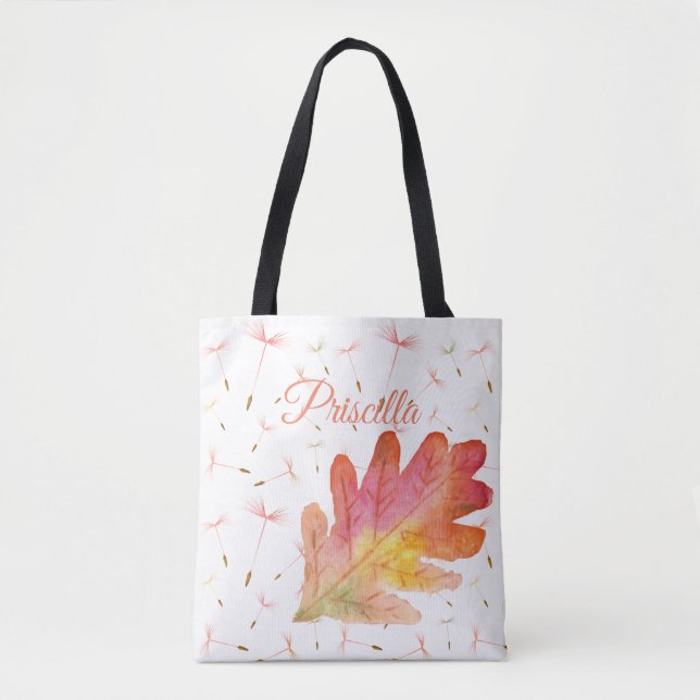 Bolsa Tote Delicar Dandelions e Folha de outono (Frente)