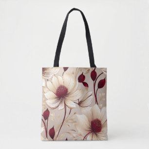 Bolsa Tote Delicar Floral Com Blooms De Borgonha