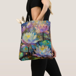 Bolsa Tote Delicate Lotus Flowers Blossoming in the Snow