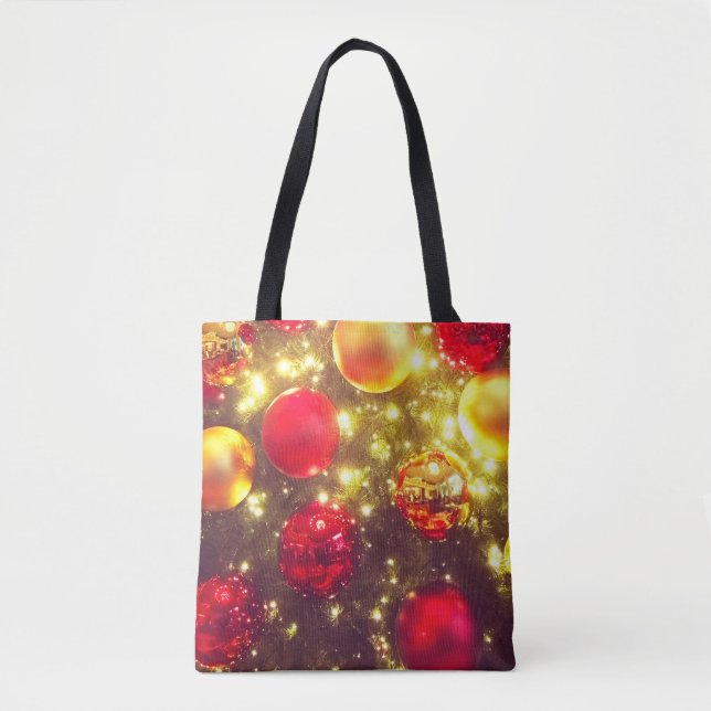 Bolsa Tote Delícia de Cluster de Bola de Natal brilhante (Frente)