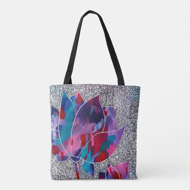 Bolsa Tote Delicioso Flores Orientais de Lotus Originais (Verso)
