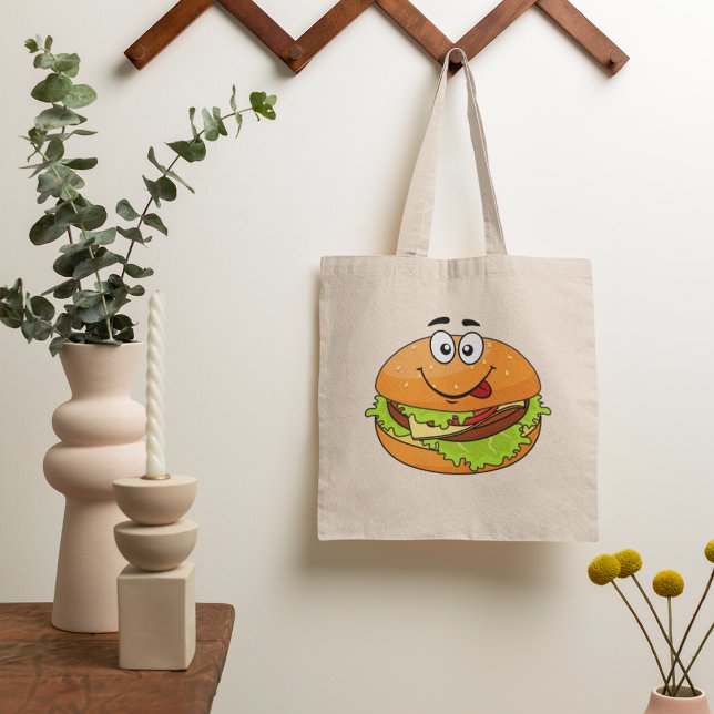 Bolsa Tote Delicioso Hambúrguer Com Uma Cara (Criador carregado)