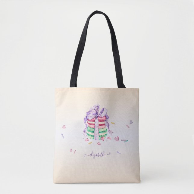 Bolsa Tote Deliciosos Macarons de Aquarela Modernos  (Frente)