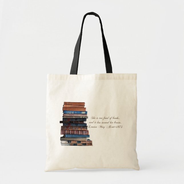 Bolsa Tote Demasiado afeiçoado de livros livro-velhos com (Frente)