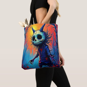 Bolsa Tote Demônio assustador na Design Spooky Woods