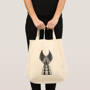 Bolsa Tote Demônio Gargoyle sobre crânios