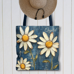 Bolsa Tote Denim Rasgado e Margarida