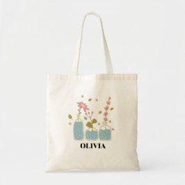 Bolsa Tote Denominação do Monograma Floral de Flor