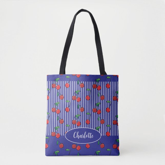 Bolsa Tote Denominação doce, Bolsa, branca, azul-náutica (Frente)