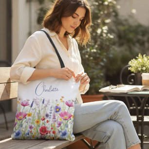 Bolsa Tote Denominação Personalizada Floral Colorida de Flor 