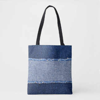 Bolsa Tote Densidade torn: tecido jeans azul.