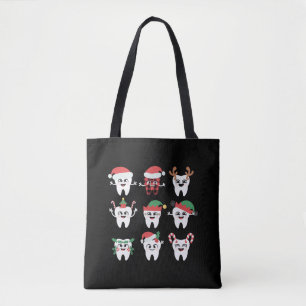 Bolsa Tote Dentes de Natal Dentais Engraçados Dentista de Nat