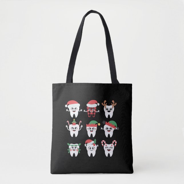Bolsa Tote Dentes de Natal Dentais Engraçados Dentista de Nat (Frente)