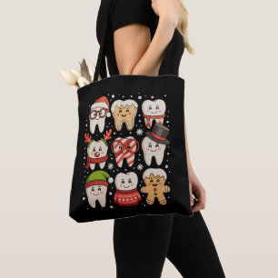 Bolsa Tote Dentes de Natal Dentista Dentista Santa Hat Xmas
