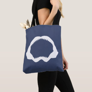 Bolsa Tote Dentes de tubarão branco azul