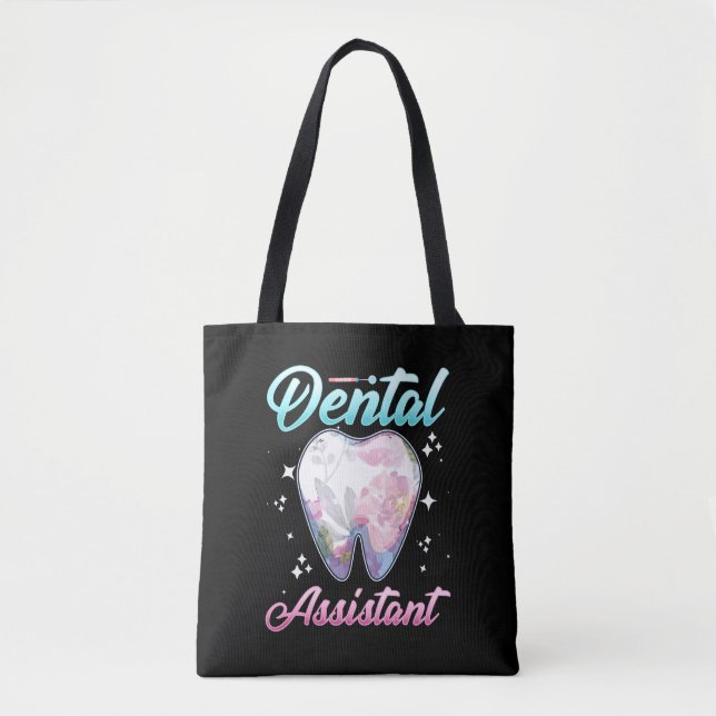 Bolsa Tote Dentista dentário do dente floral do Assistente de (Frente)