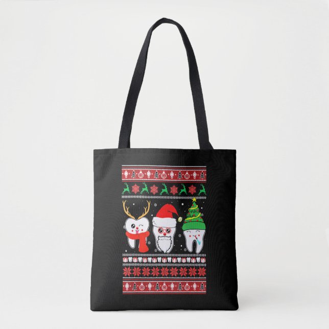 Bolsa Tote Dentista Higienista Dentista Suéter de Natal Feio (Frente)