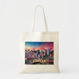Bolsa Tote Denver Skyline Abstrato Art