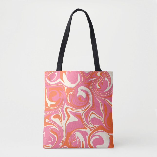 Bolsa Tote Derramar - Rosa, Laranja e Creme (Frente)