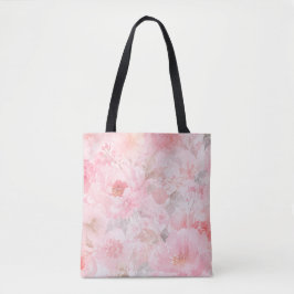 Bolsa Tote Desabrochar Rosado Aquarela Floral