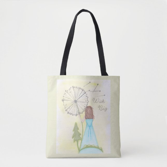 Bolsa Tote Deseje uma garotinha dandelion (Frente)