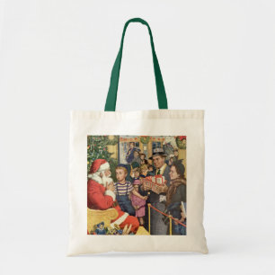 Bolsa Tote Desejo de Natal Antigo, Menino no Colo do Papai No