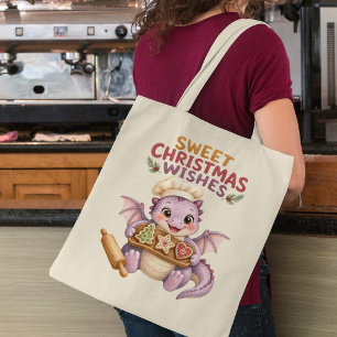 Bolsa Tote Desejos Doces de Natal Assando Bebê Dragão