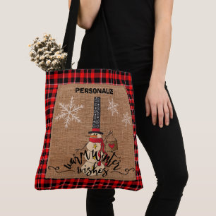 Bolsa Tote Desejos mornos do inverno - boneco de neve