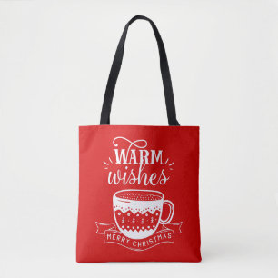 Bolsa Tote Desejos Quentes Xícara Quente Café Cacau Vermelho