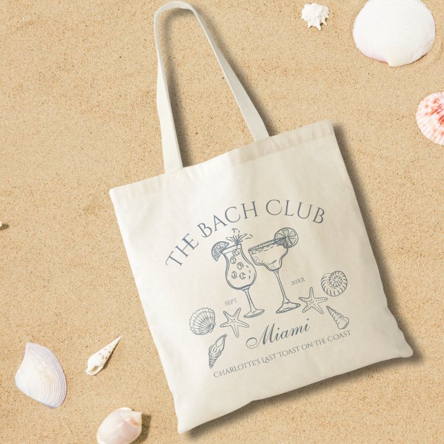 Bolsa Tote Desenhado à Mão O Clube Bach Coastal Bachelorette (Criador carregado)