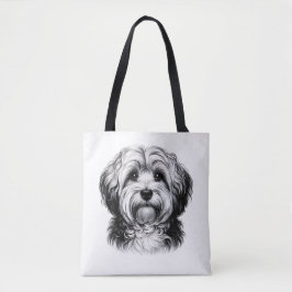 Bolsa Tote Desenhando Cão Havanês