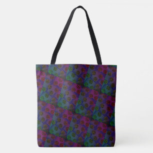 Bolsa Tote DESENHAR MODERN abstrato, azul-esverdeado, vermelh