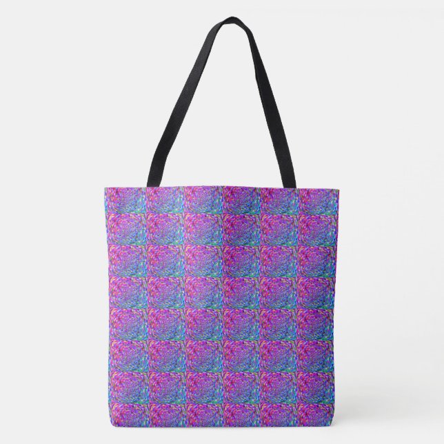 Bolsa Tote DESENHAR MODERN-abstrato azul-púrpura-rosa-claro (Frente)