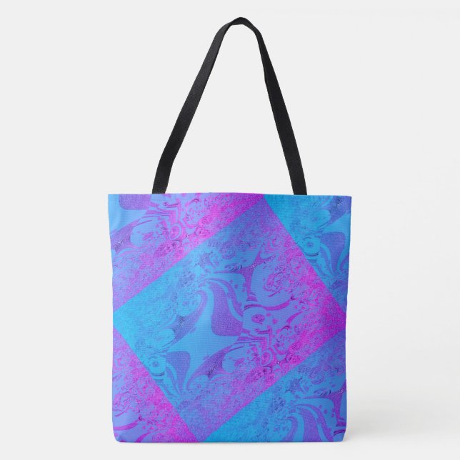 Bolsa Tote DESENHAR MODERN-abstrato cor-de-rosa-azul-claro (Frente)