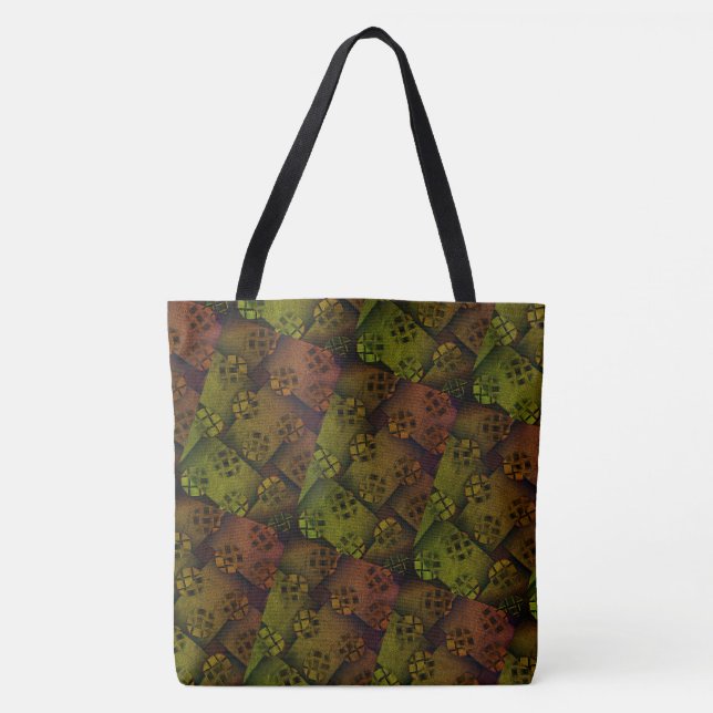 Bolsa Tote DESENHAR MODERN, abstrato, de cor amarela-acastanh (Frente)