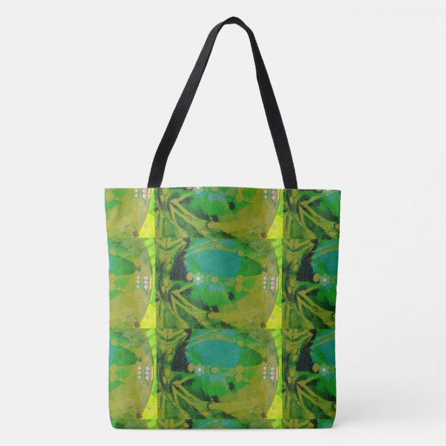 Bolsa Tote DESENHAR MODERN abstrato em amarelo-claro-verde- (Frente)